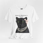 Vogue Instinct Black Cat with Pearls Tee | Fashion Cat T-Shirt