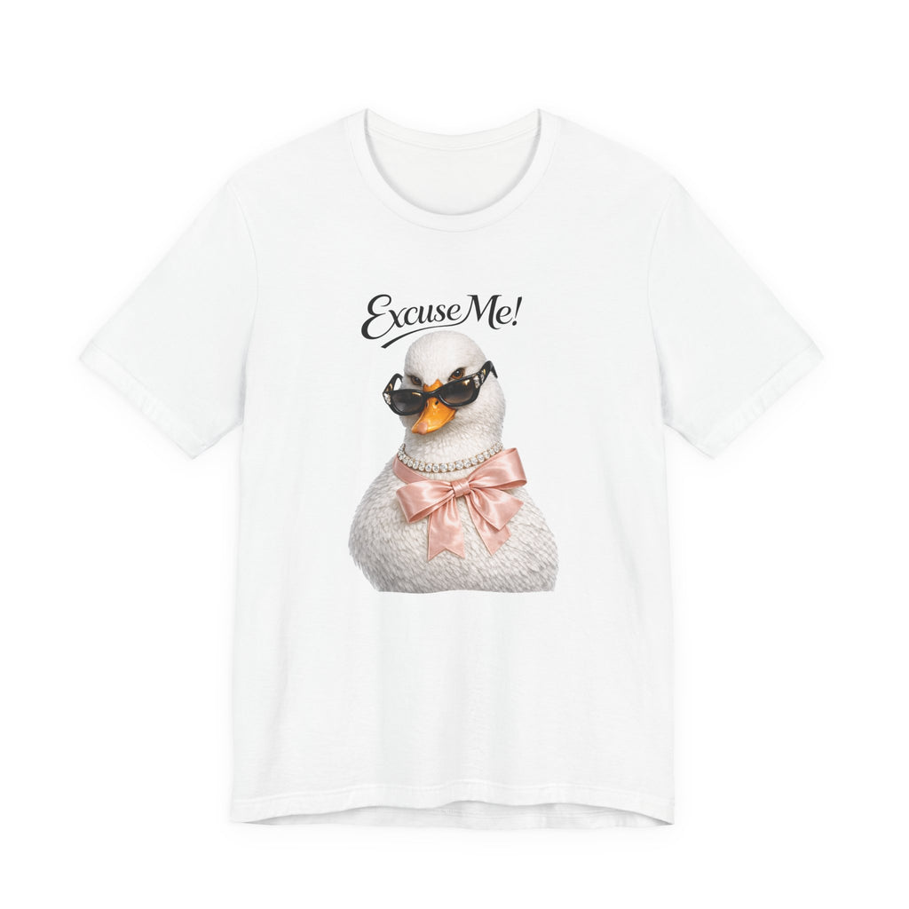 Excuse Me ! T-shirt Cygne Stylé — T-shirt graphique avec lunettes de soleil mignonnes et nœud papillon