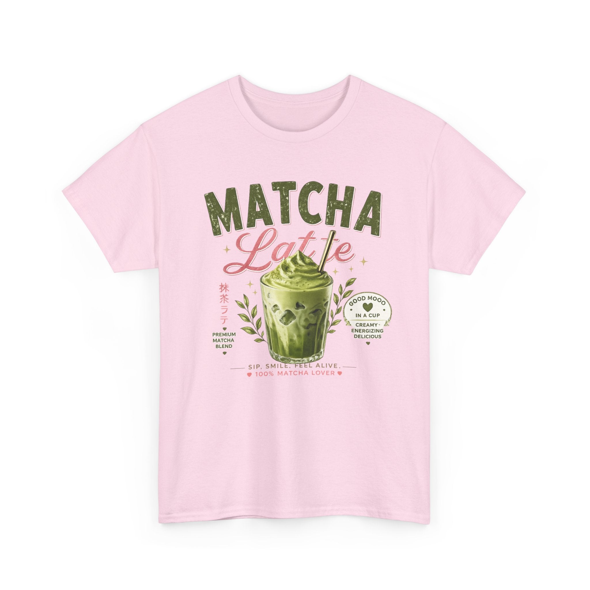 Matcha Latte T-Shirt | Iced Matcha Cup Graphic, Green Tea Illustration