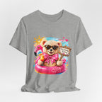 Teddy Bear Pool Float Tee | Summer Bear with Sunglasses and Flamingo