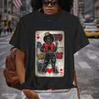 Queen of Hearts Playing Card Tee | Retro Street Art Queen, Love Hearts Design