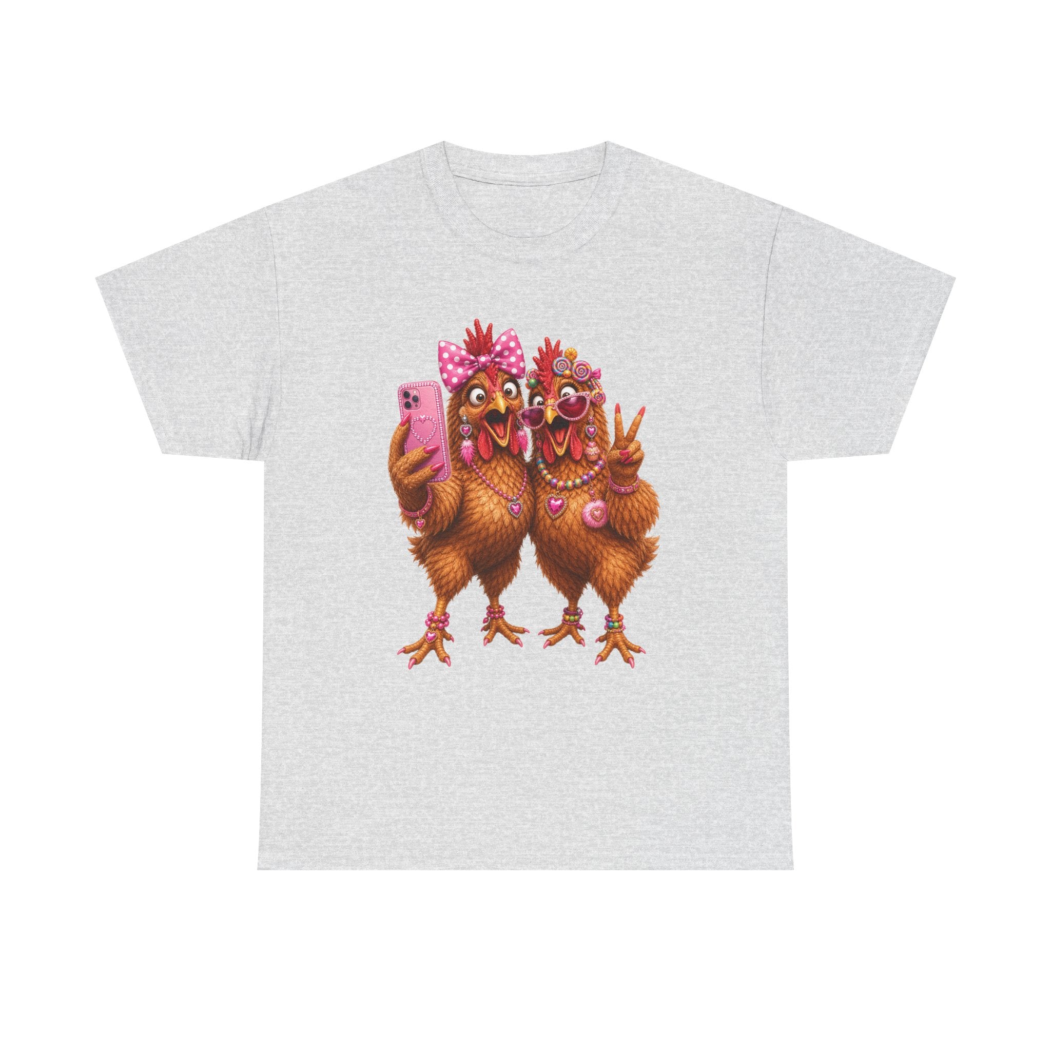 T-shirt « Deux poulets se prenant en selfie » | Illustration drôle de volaille