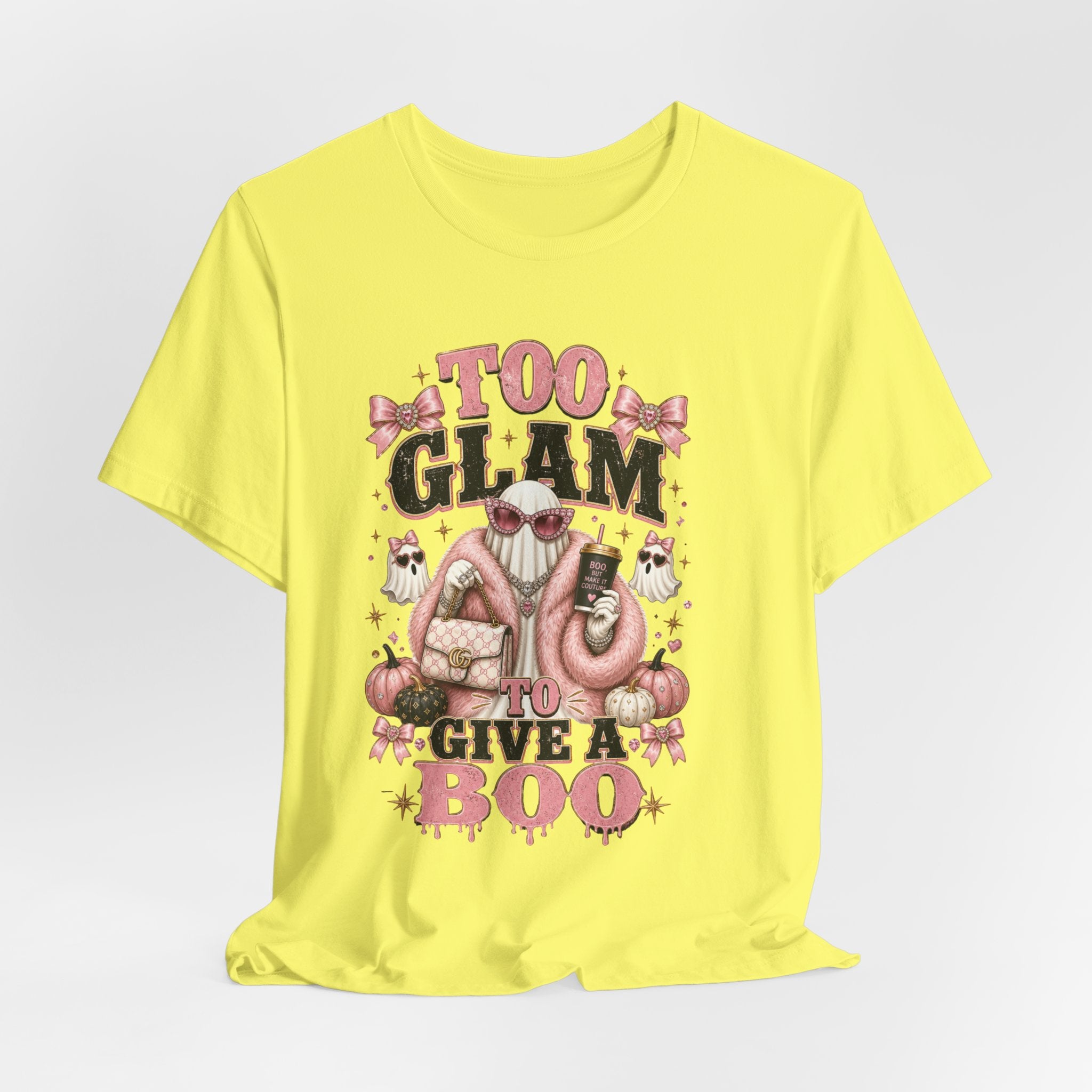Too Glam To Give A Boo Halloween Tee — Pink Glamorous Costume Shirt