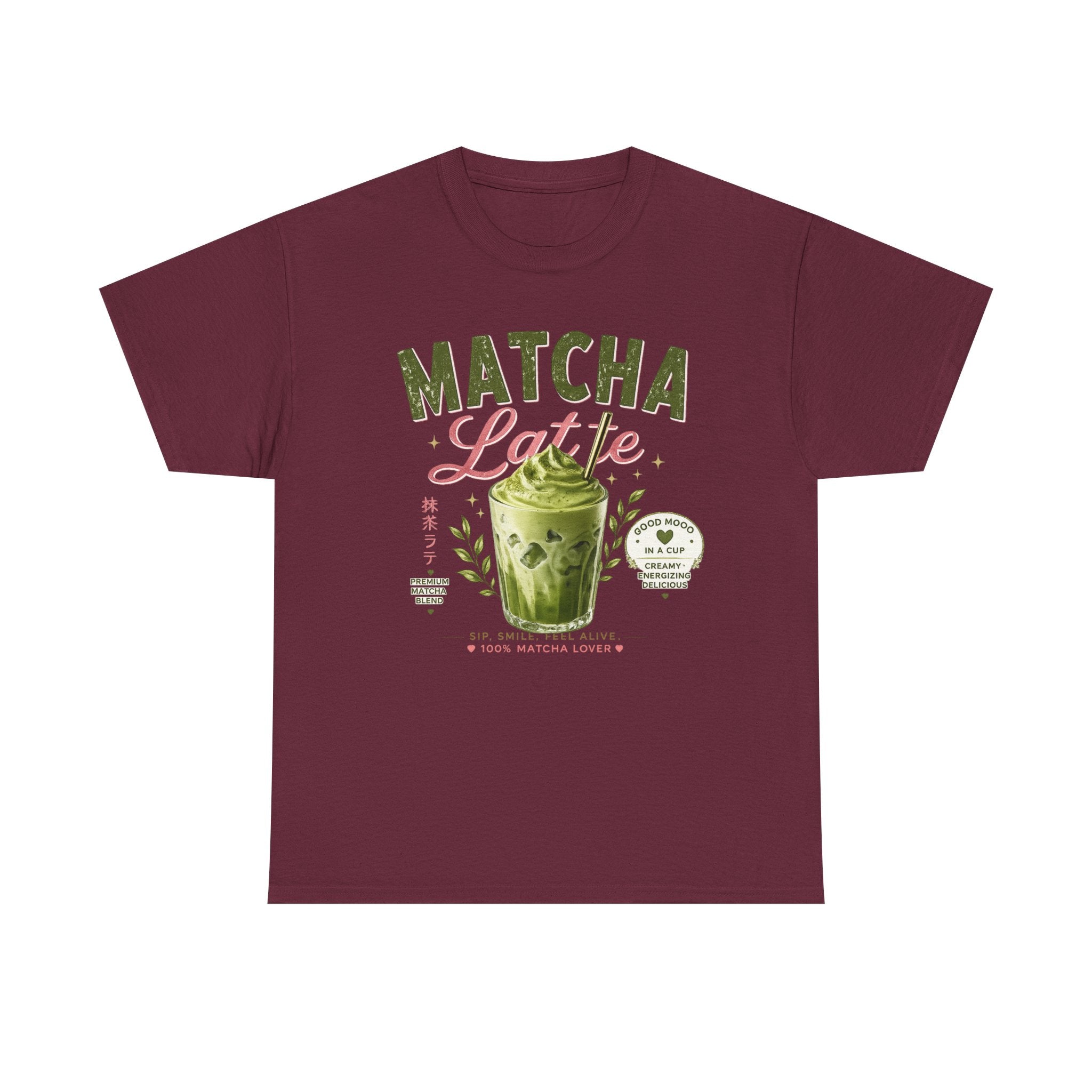 Matcha Latte T-Shirt | Iced Matcha Cup Graphic, Green Tea Illustration