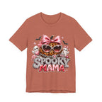 Spooky Mama T-Shirt — Cute Halloween Leopard Pumpkin Graphic Tee for Moms