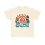 Vintage Sunset Palm Beach T-Shirt | Retro Surf Waves Tee