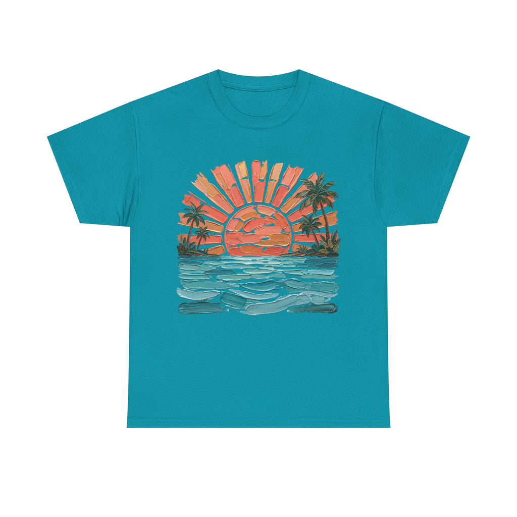 Vintage Sunset Palm Beach T-Shirt | Retro Surf Waves Tee