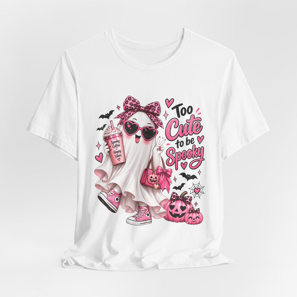 Cute Ghost Halloween T-Shirt | Too Cute to Be Spooky | Coquette Luxe