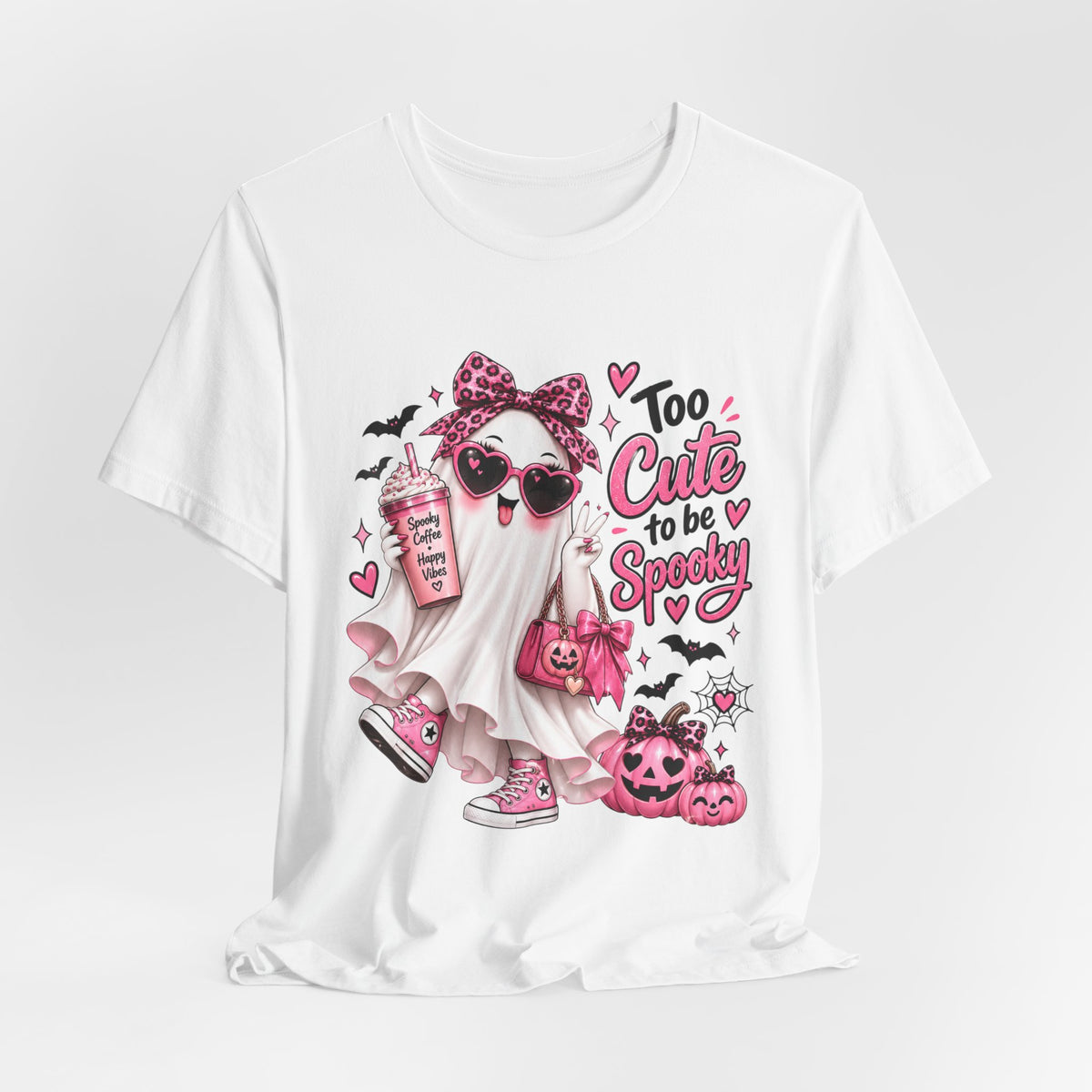 Cute Ghost Halloween T-Shirt | Too Cute to Be Spooky | Coquette Luxe