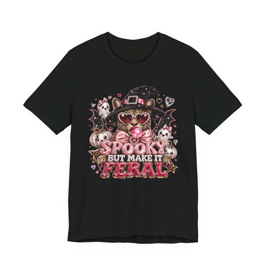 Spooky But Make It Feral Tee — Cute Witch Cat Halloween T-Shirt
