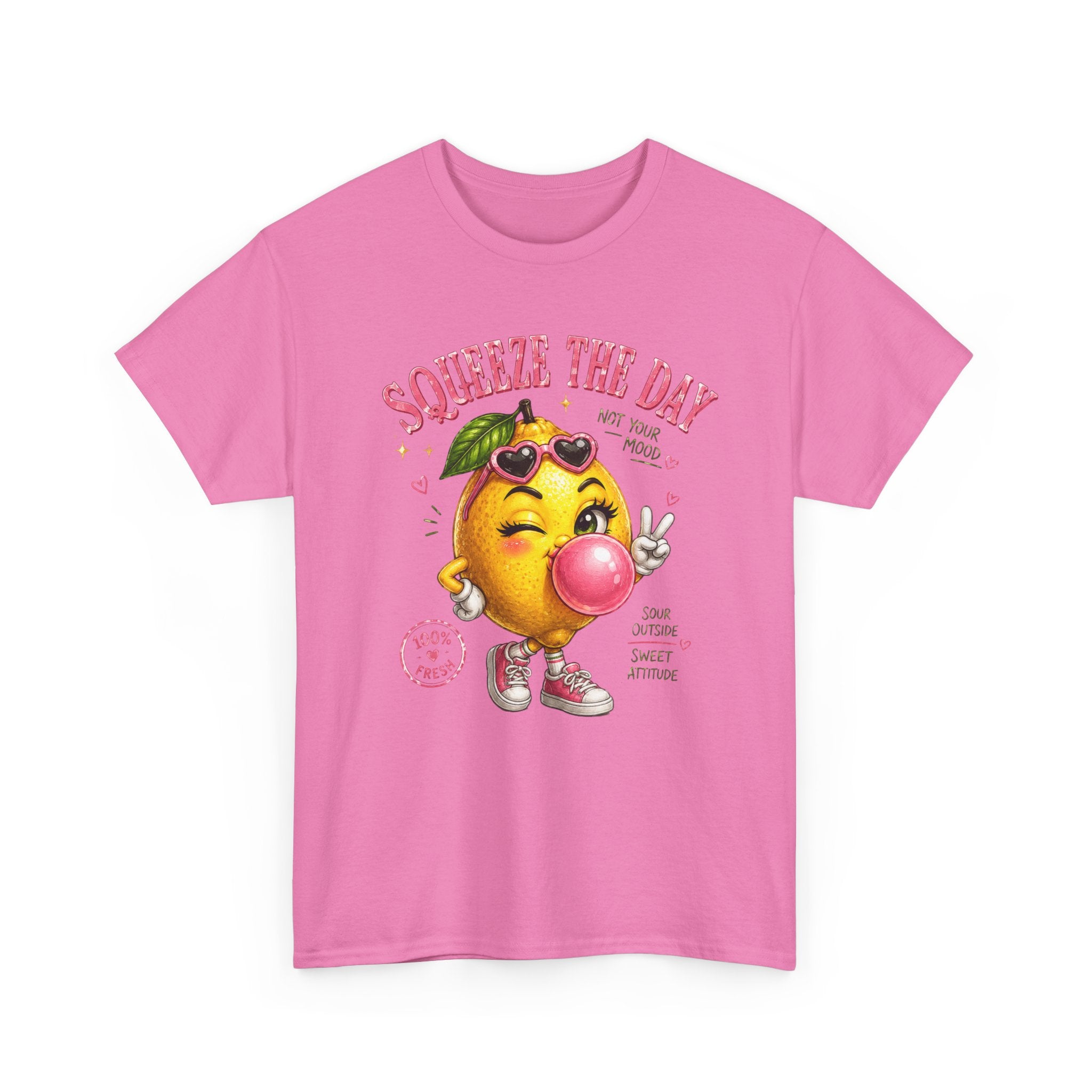 Squeeze The Day Lemon Graphic Tee | Retro Cartoon Fruit Shirt