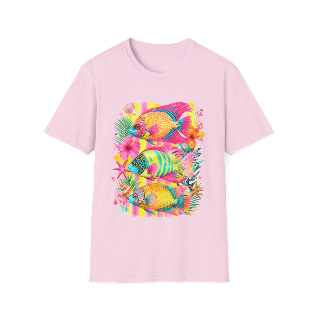 T-shirt Poisson tropical coloré | Illustration Néon Hibiscus Plage