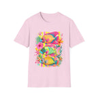 Tropical Colorful Fish T-Shirt | Neon Hibiscus Beach Illustration
