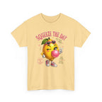 Squeeze The Day Lemon Graphic Tee | Retro Cartoon Fruit Shirt