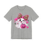 Pink Ghost Halloween T-Shirt with Leopard Bow