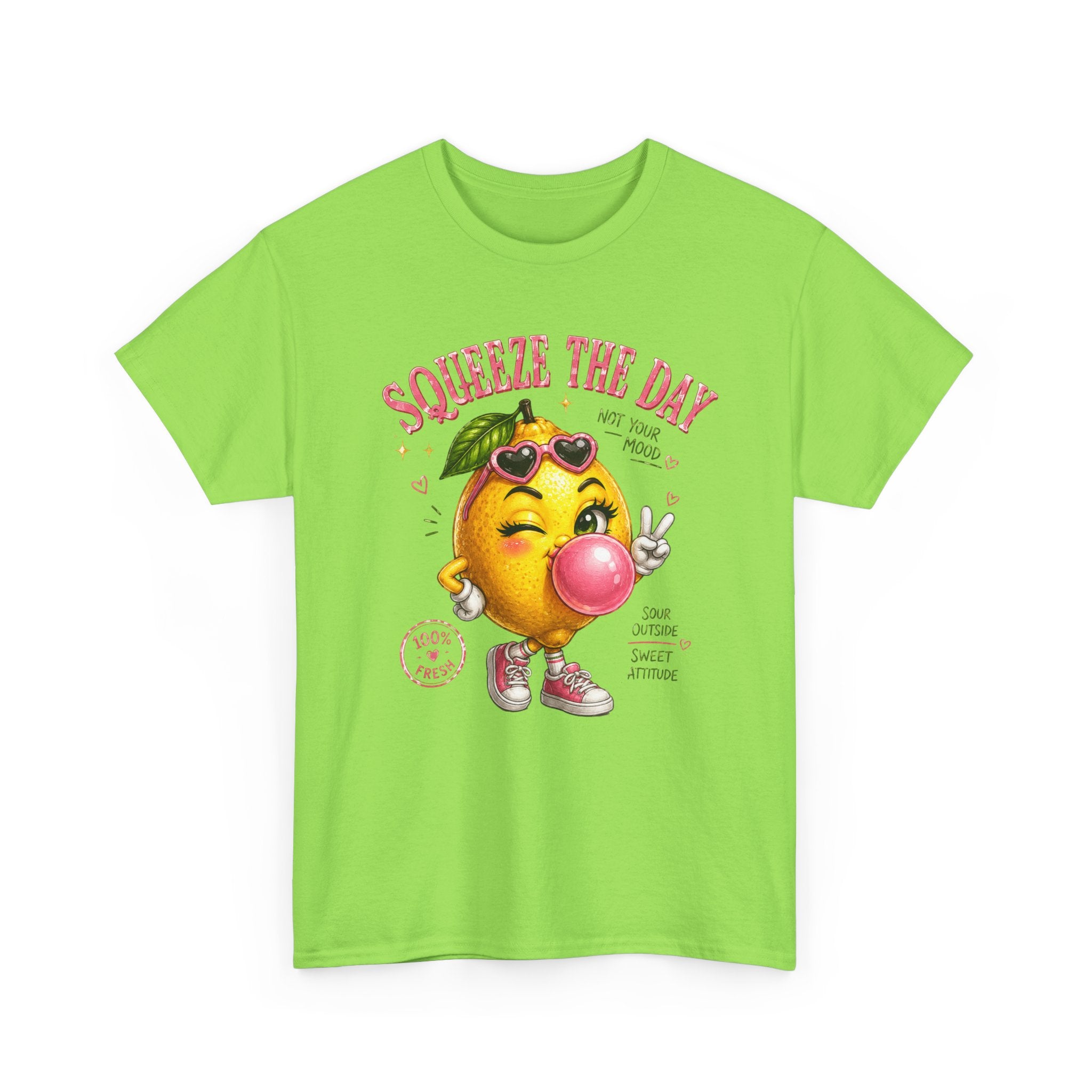 Squeeze The Day Lemon Graphic Tee | Retro Cartoon Fruit Shirt