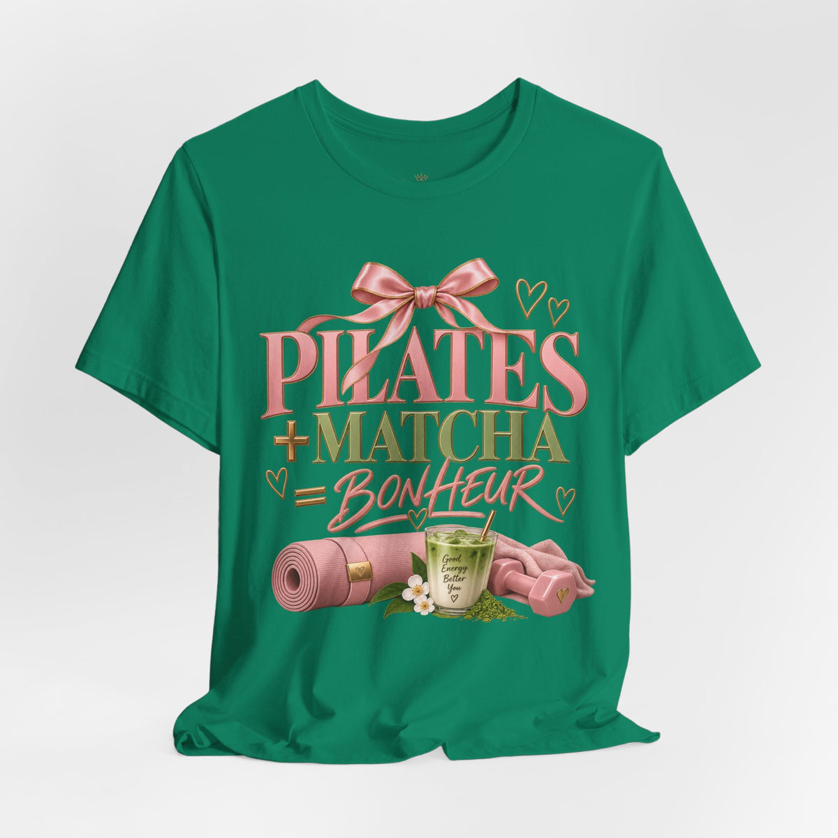 Pilates + Matcha Bonheur Tee — Yoga Mat & Matcha Fitness Shirt