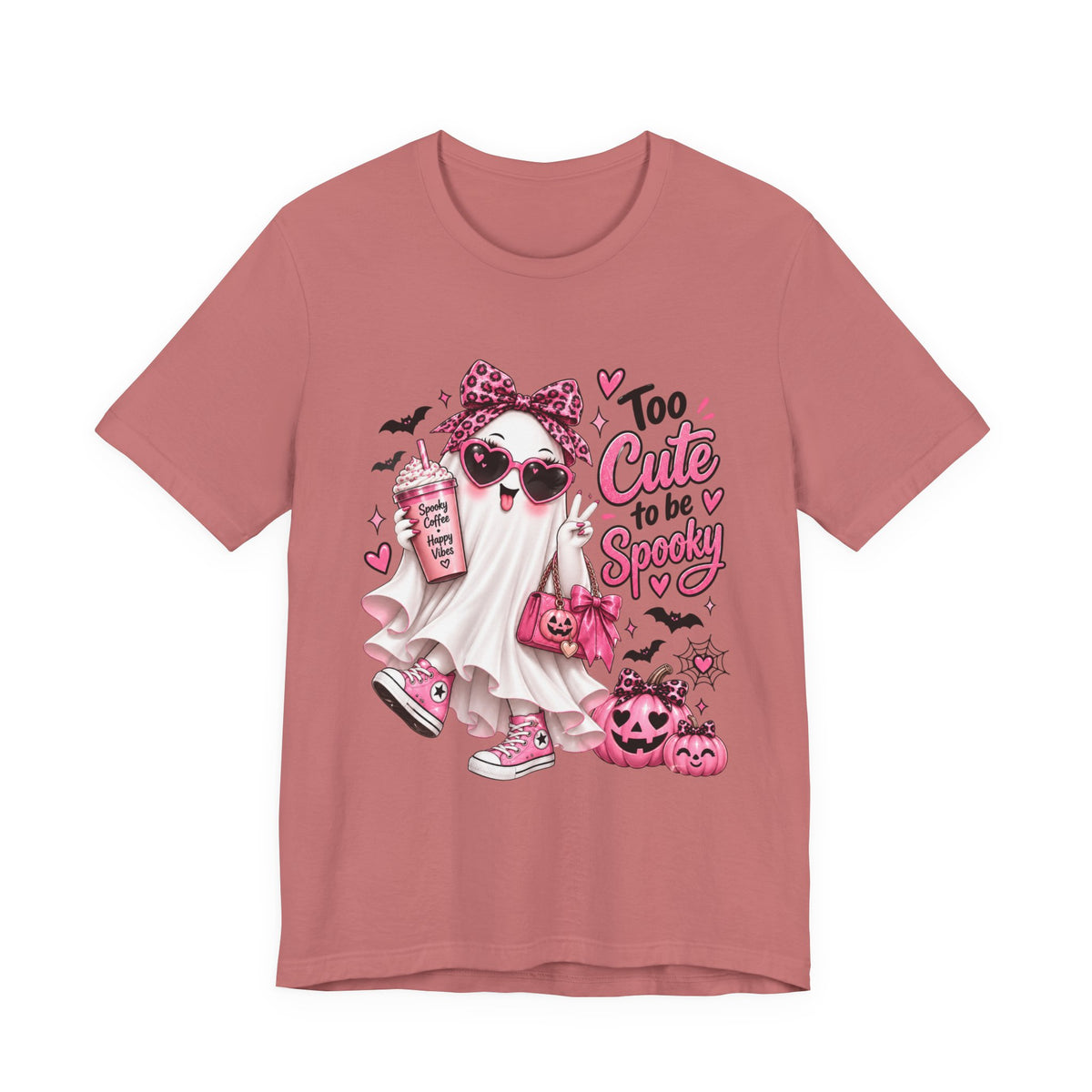 Cute Ghost Halloween T-Shirt | Too Cute to Be Spooky | Coquette Luxe