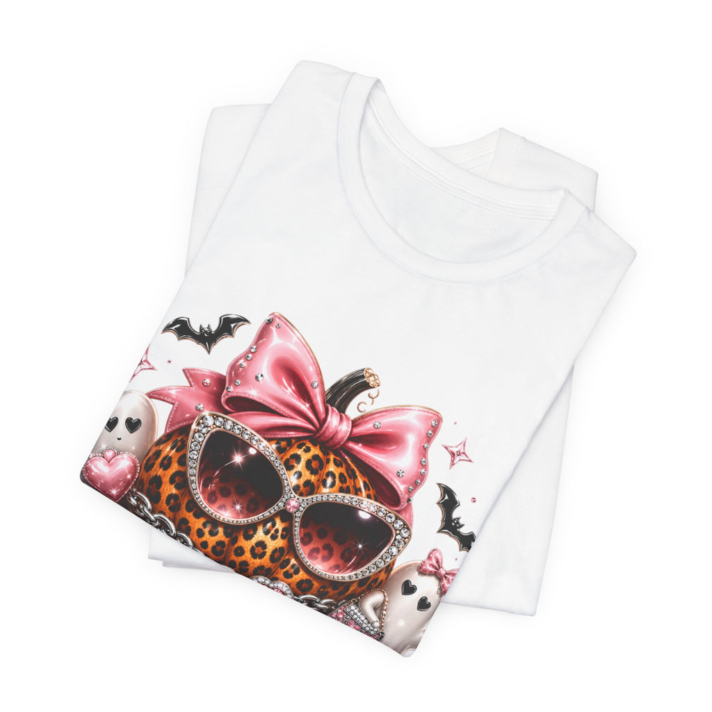 Spooky Mama T-Shirt — Cute Halloween Leopard Pumpkin Graphic Tee for Moms