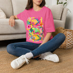 Tropical Colorful Fish T-Shirt | Neon Hibiscus Beach Illustration