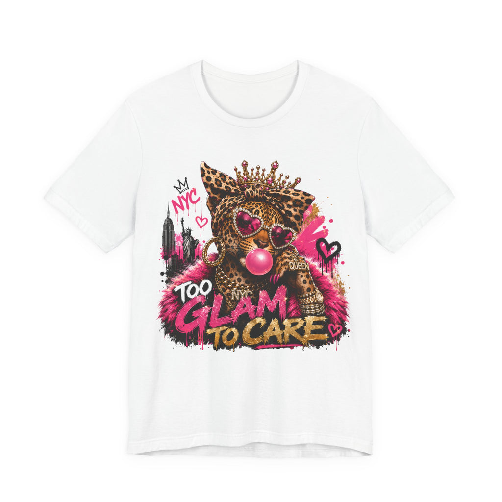 Too Glam To Care Tee — Leopard Crown Cat Graphic Shirt