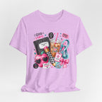 Teacher Good Vibes Cute Pastel Sticker Collage T-Shirt | Coffee, Headphones, Journal | Back to School