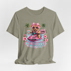 Coquette Island Cow Club T-Shirt | Cute Highland Cow Pink Jet Ski Summer Graphic Tee