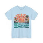 Vintage Sunset Palm Beach T-Shirt | Retro Surf Waves Tee