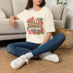 Hello Summer Vibes Watermelon Floral Leopard Print T-Shirt