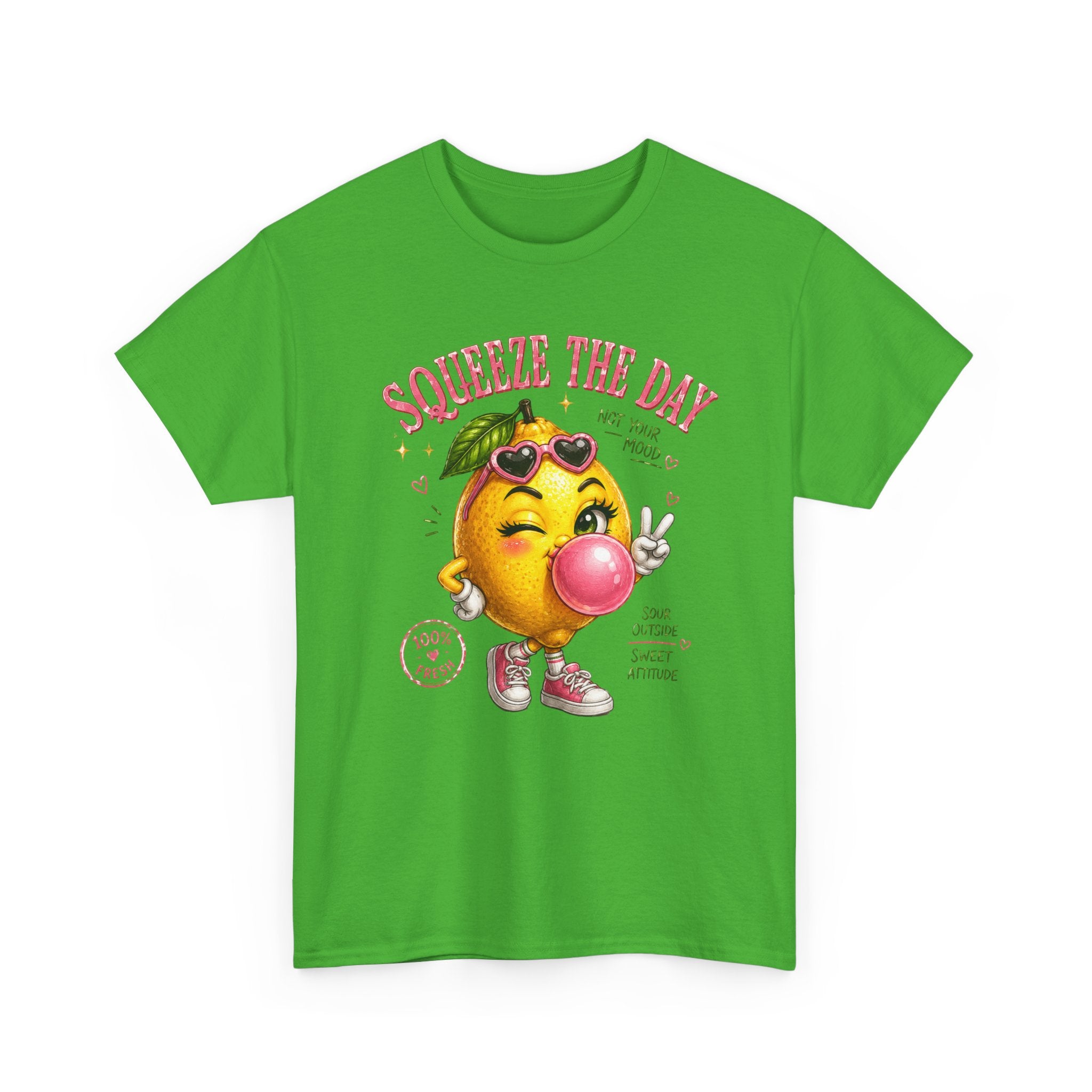 Squeeze The Day Lemon Graphic Tee | Retro Cartoon Fruit Shirt