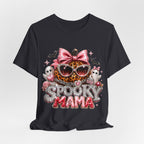 Spooky Mama T-Shirt — Cute Halloween Leopard Pumpkin Graphic Tee for Moms