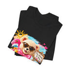 Teddy Bear Pool Float Tee | Summer Bear with Sunglasses and Flamingo