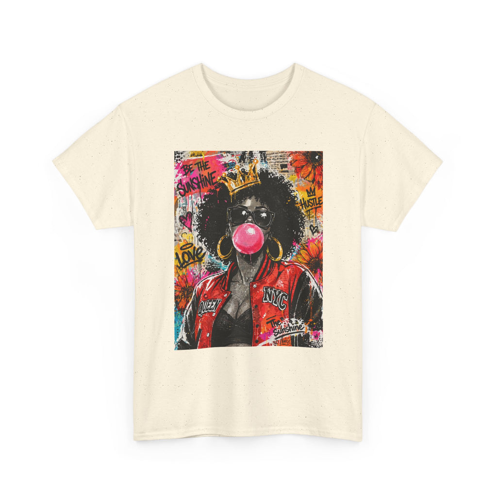 Afro Bubblegum Queen Tee | Street Art Graffiti Portrait, Crowned Woman