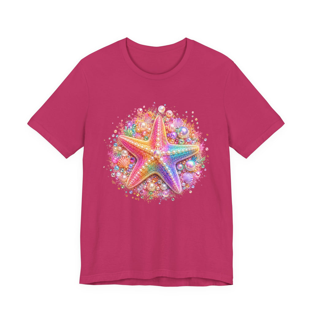 Rainbow Starfish T-Shirt | Colorful Seashell Beach Art