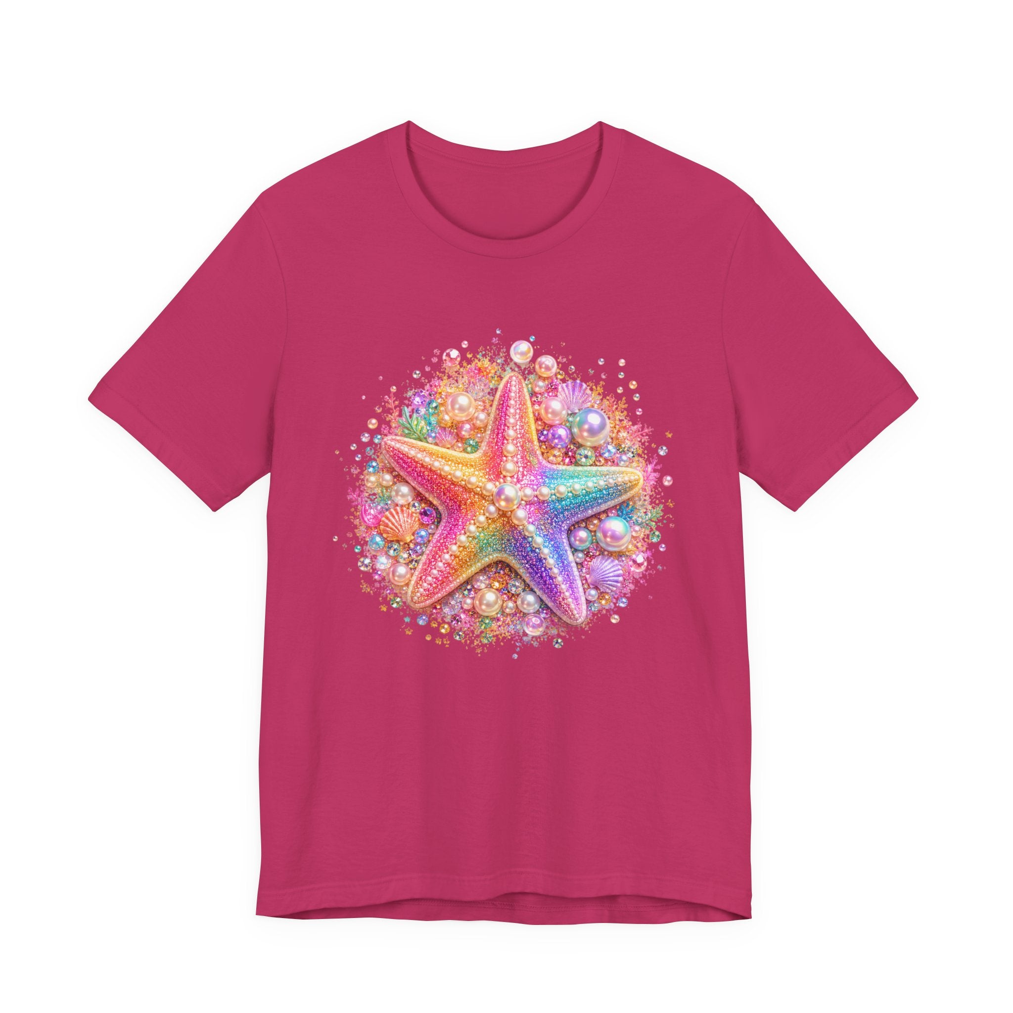 Rainbow Starfish T-Shirt | Colorful Seashell Beach Art