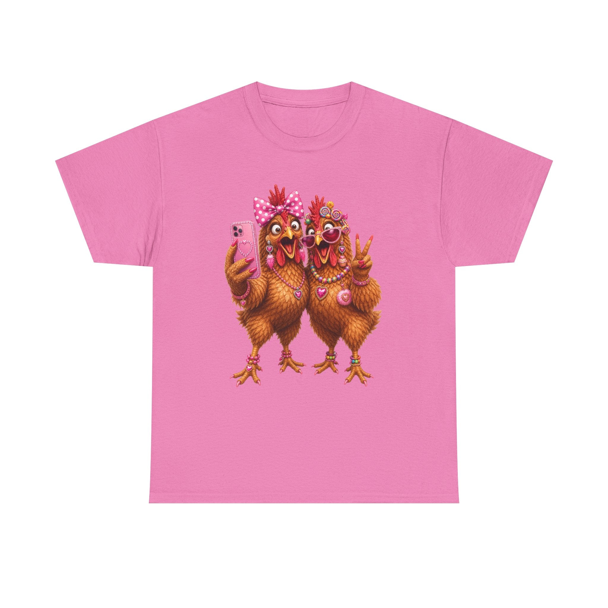T-shirt « Deux poulets se prenant en selfie » | Illustration drôle de volaille