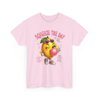 Squeeze The Day Lemon Graphic Tee | Retro Cartoon Fruit Shirt