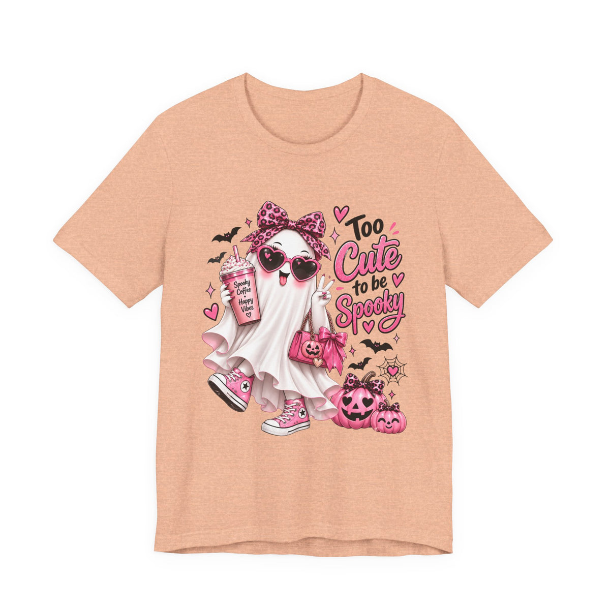 Cute Ghost Halloween T-Shirt | Too Cute to Be Spooky | Coquette Luxe