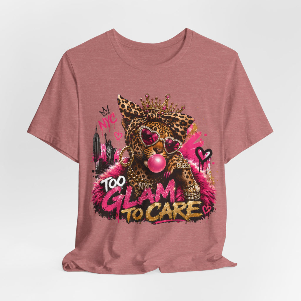 Too Glam To Care Tee — Leopard Crown Cat Graphic Shirt