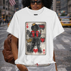 Queen of Hearts Playing Card Tee | Retro Street Art Queen, Love Hearts Design