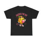 Squeeze The Day Lemon Graphic Tee | Retro Cartoon Fruit Shirt