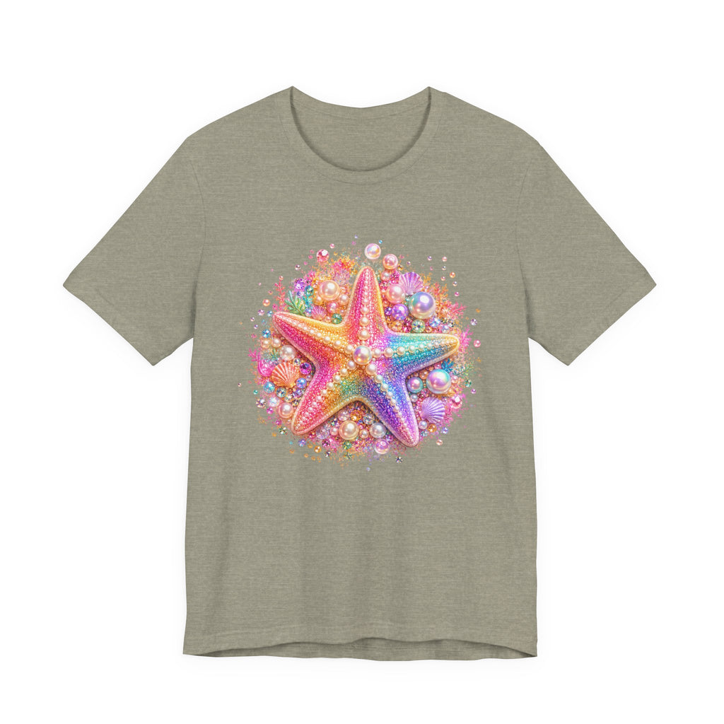 Rainbow Starfish T-Shirt | Colorful Seashell Beach Art