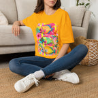 Tropical Colorful Fish T-Shirt | Neon Hibiscus Beach Illustration