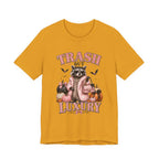 Trash But Luxury Raccoon Tee — Halloween Graphic T-Shirt with Pumpkins & Bats