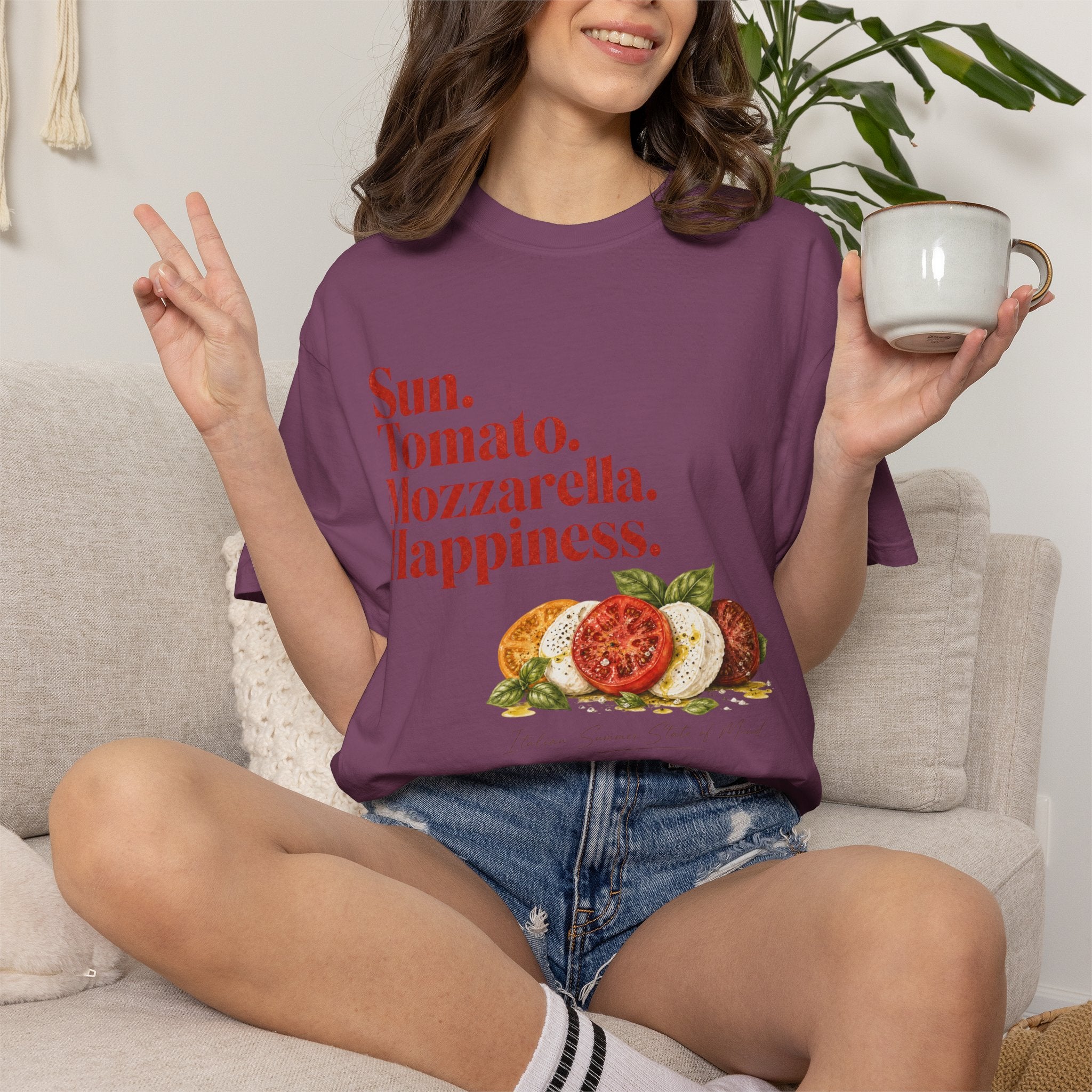 Caprese Salad T-Shirt — Sun. Tomato. Mozzarella. Happiness. Graphic Tee