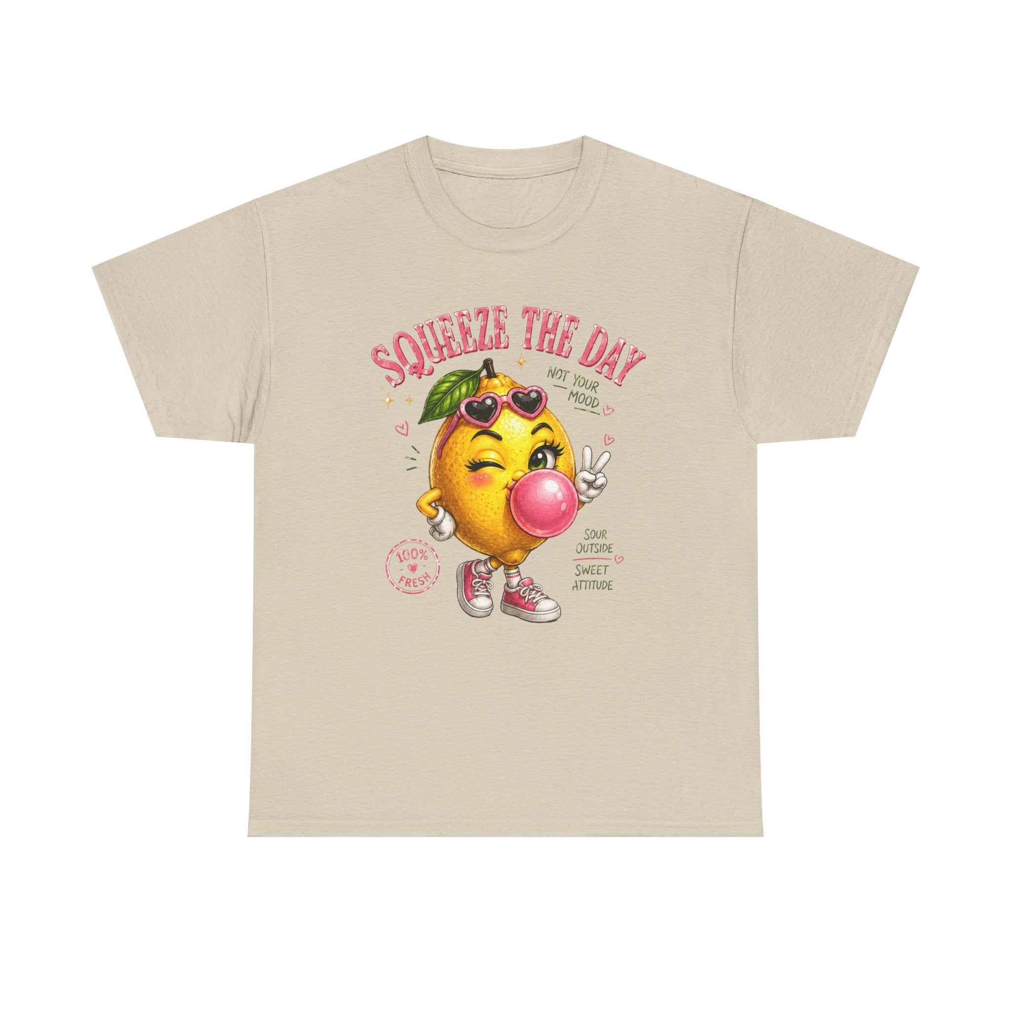 Squeeze The Day Lemon Graphic Tee | Retro Cartoon Fruit Shirt