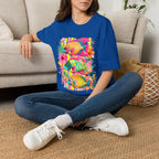 Tropical Colorful Fish T-Shirt | Neon Hibiscus Beach Illustration