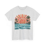 Vintage Sunset Palm Beach T-Shirt | Retro Surf Waves Tee