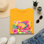 Tropical Colorful Fish T-Shirt | Neon Hibiscus Beach Illustration