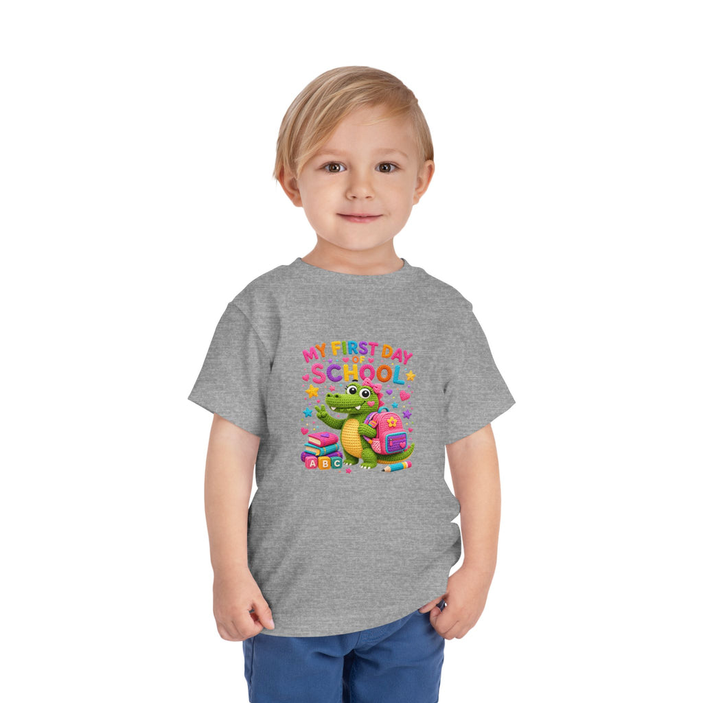 T-shirt enfant « Mon premier jour d'école » avec crocodile | T-shirt de rentrée des classes pour enfants